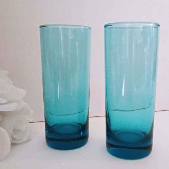 Other - Mid Century Modern Highball Glasses Peacock Blue